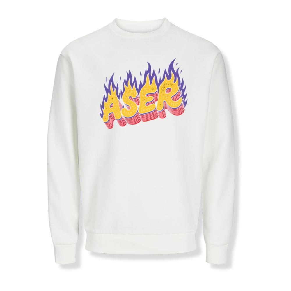 Aser Fire Retro Lettering Graphic Sweatshirts