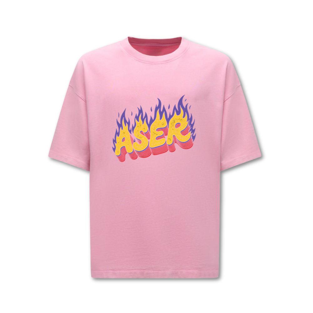 Aser Fire Retro Lettering Graphic T-Shirt