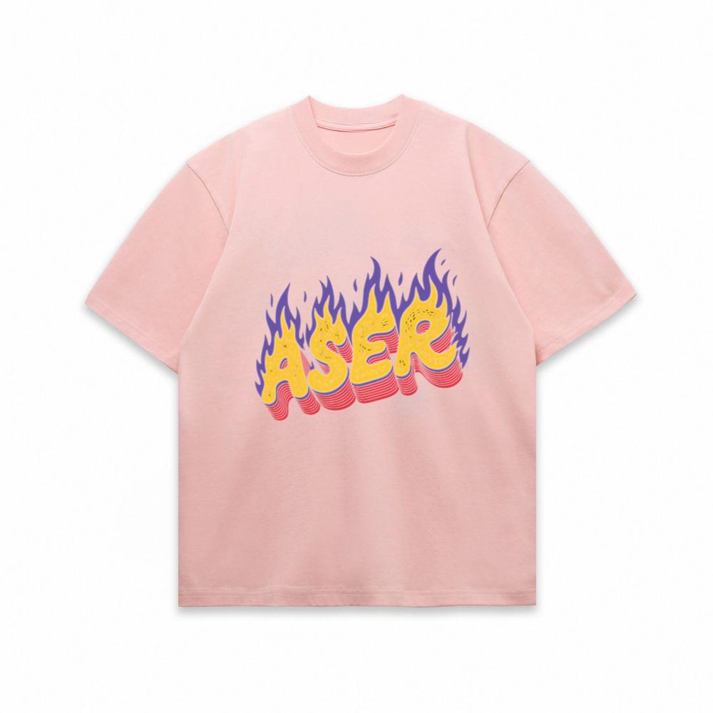 Aser Fire Retro Lettering Graphic T-Shirt