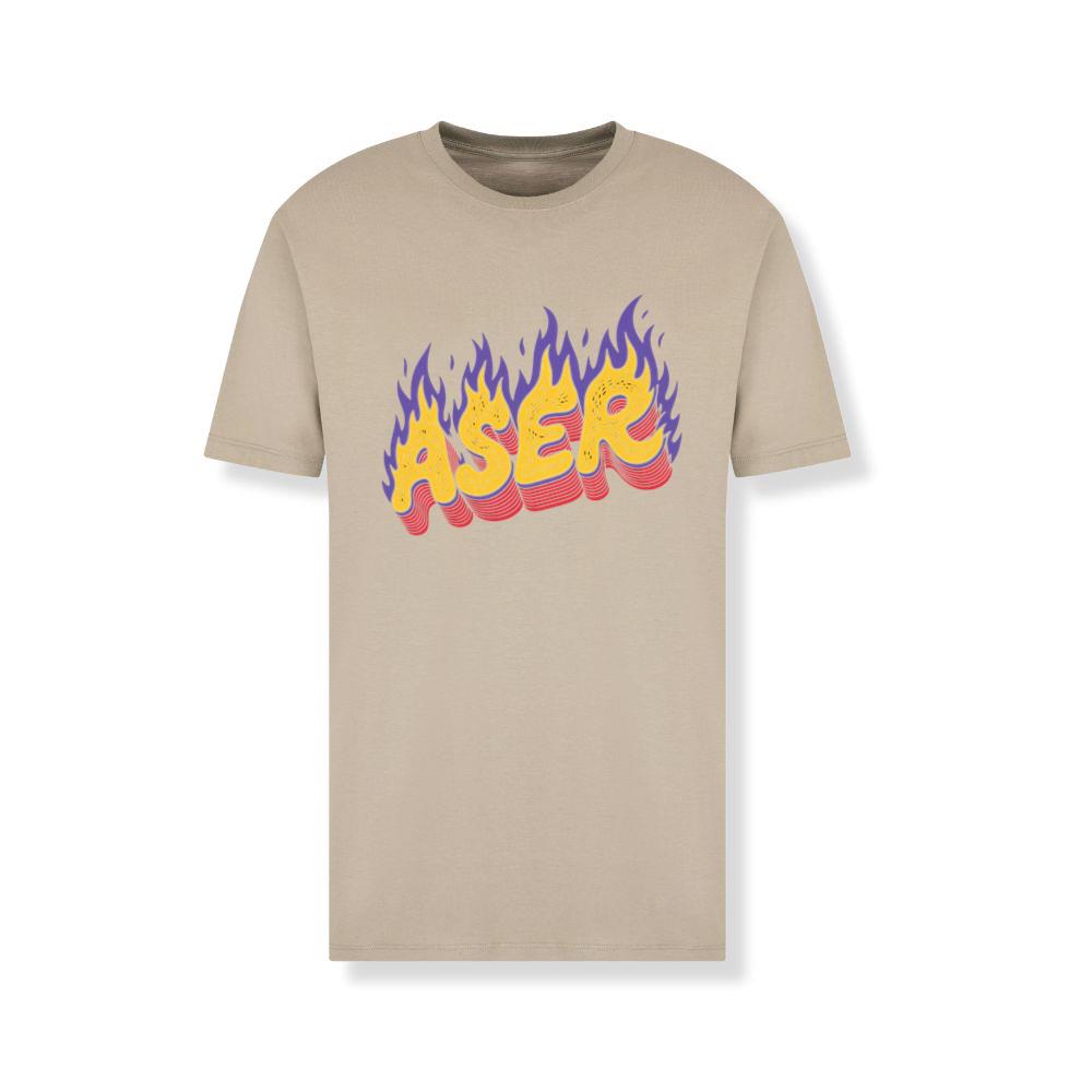 Aser Fire Retro Lettering Graphic T-Shirt