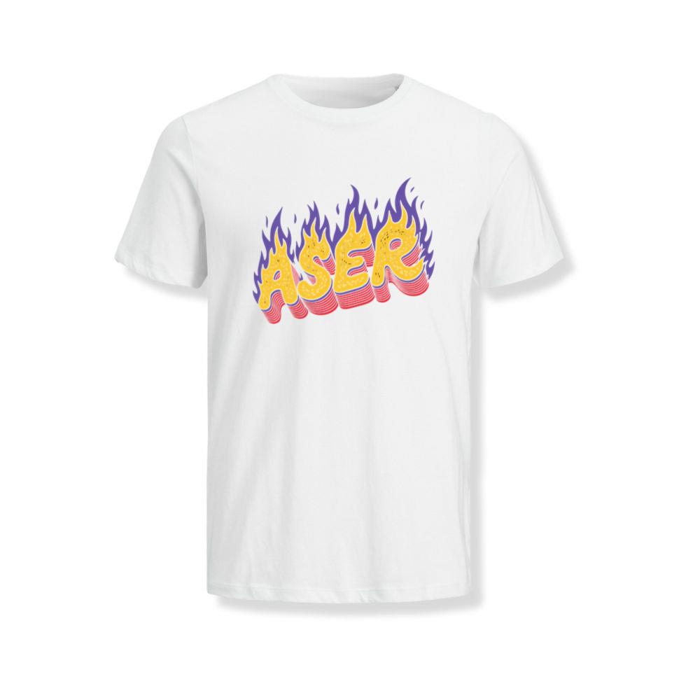 Aser Fire Retro Lettering Graphic T-Shirt