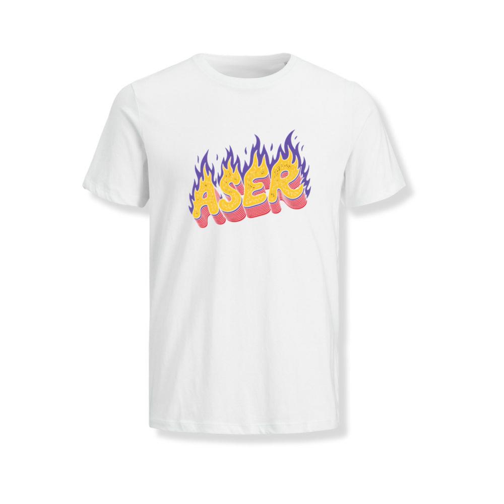 Aser Fire Retro Lettering Graphic T-Shirts