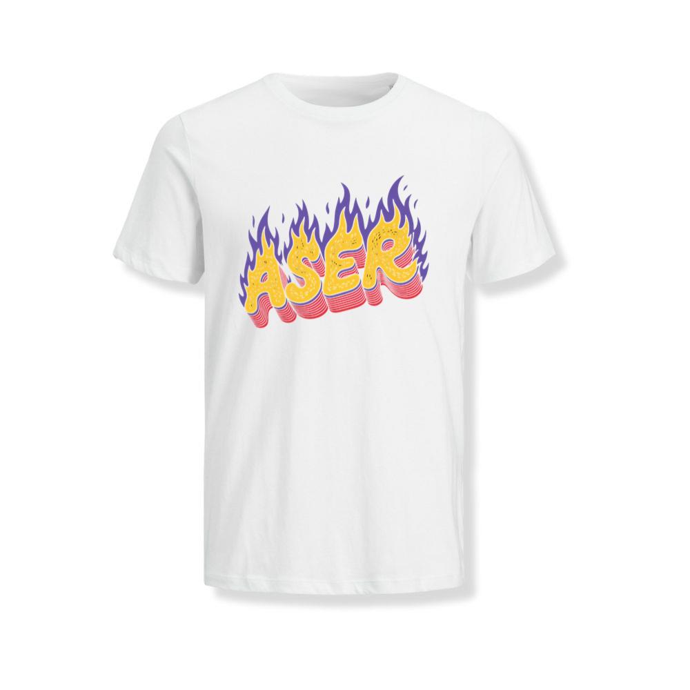 Aser Fire Retro Lettering Graphic T-Shirts