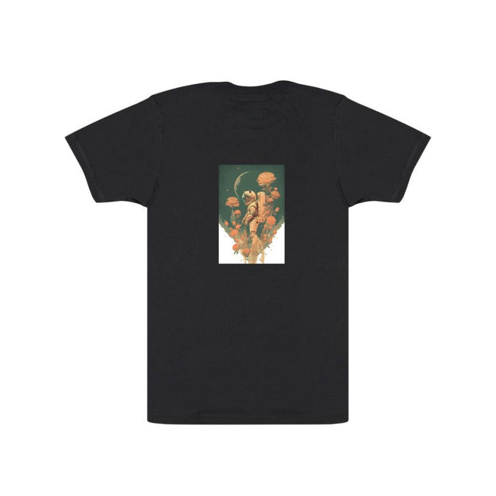 Astronaut in Flower Field with Crescent Moon T-Shirts