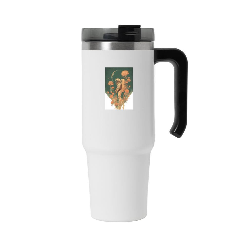 Astronaut in Flower Field with Crescent Moon Tumbler