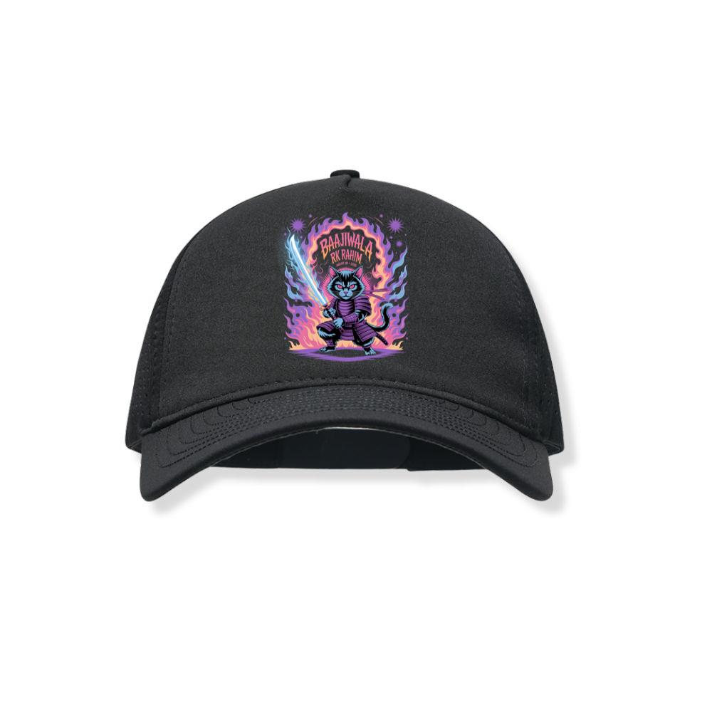 Baajiwala Ninja Cat Warrior Neon Graphic Black Hat