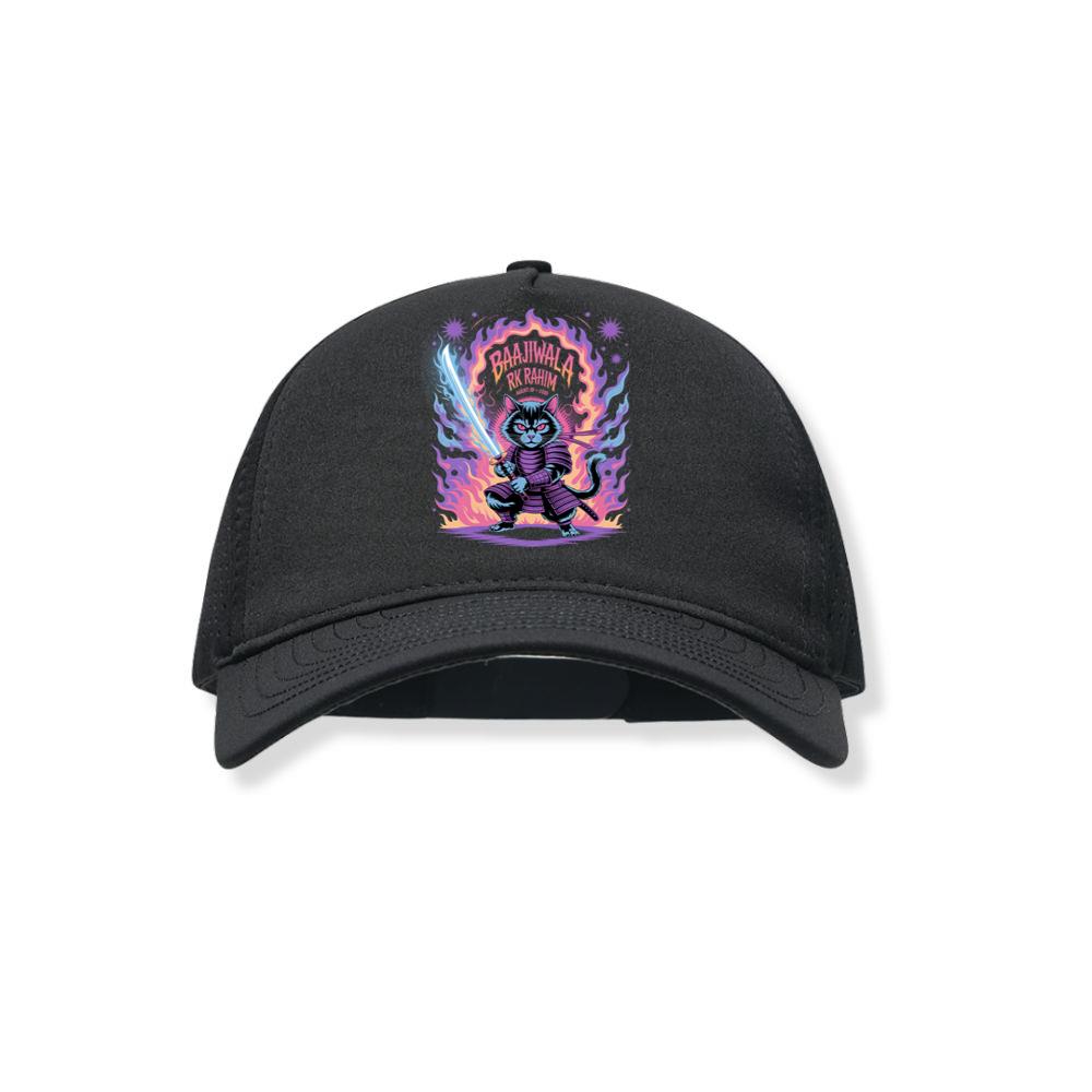 Baajiwala Ninja Cat Warrior Neon Graphic Black Hat