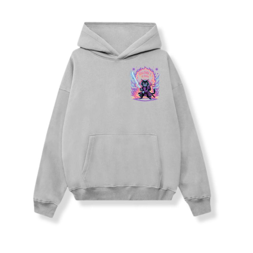 Baajiwala Ninja Cat Warrior Neon Graphic Hoodie