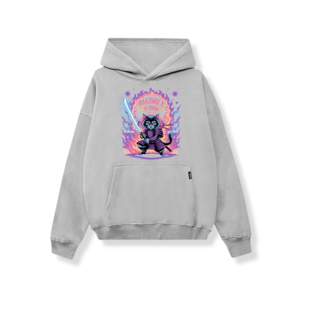 Baajiwala Ninja Cat Warrior Neon Graphic Hoodie