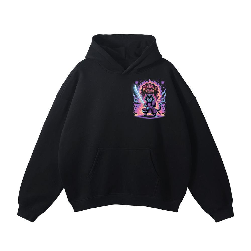 Baajiwala Ninja Cat Warrior Neon Graphic Hoodie