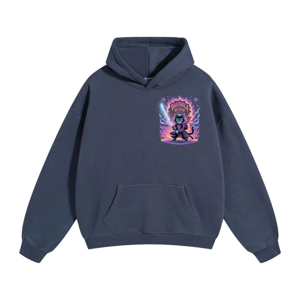 Baajiwala Ninja Cat Warrior Neon Graphic Hoodie