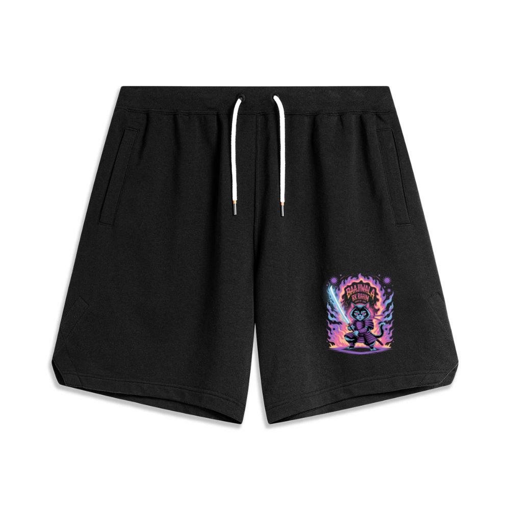 Baajiwala Ninja Cat Warrior Neon Graphic Men's Basketball Shorts