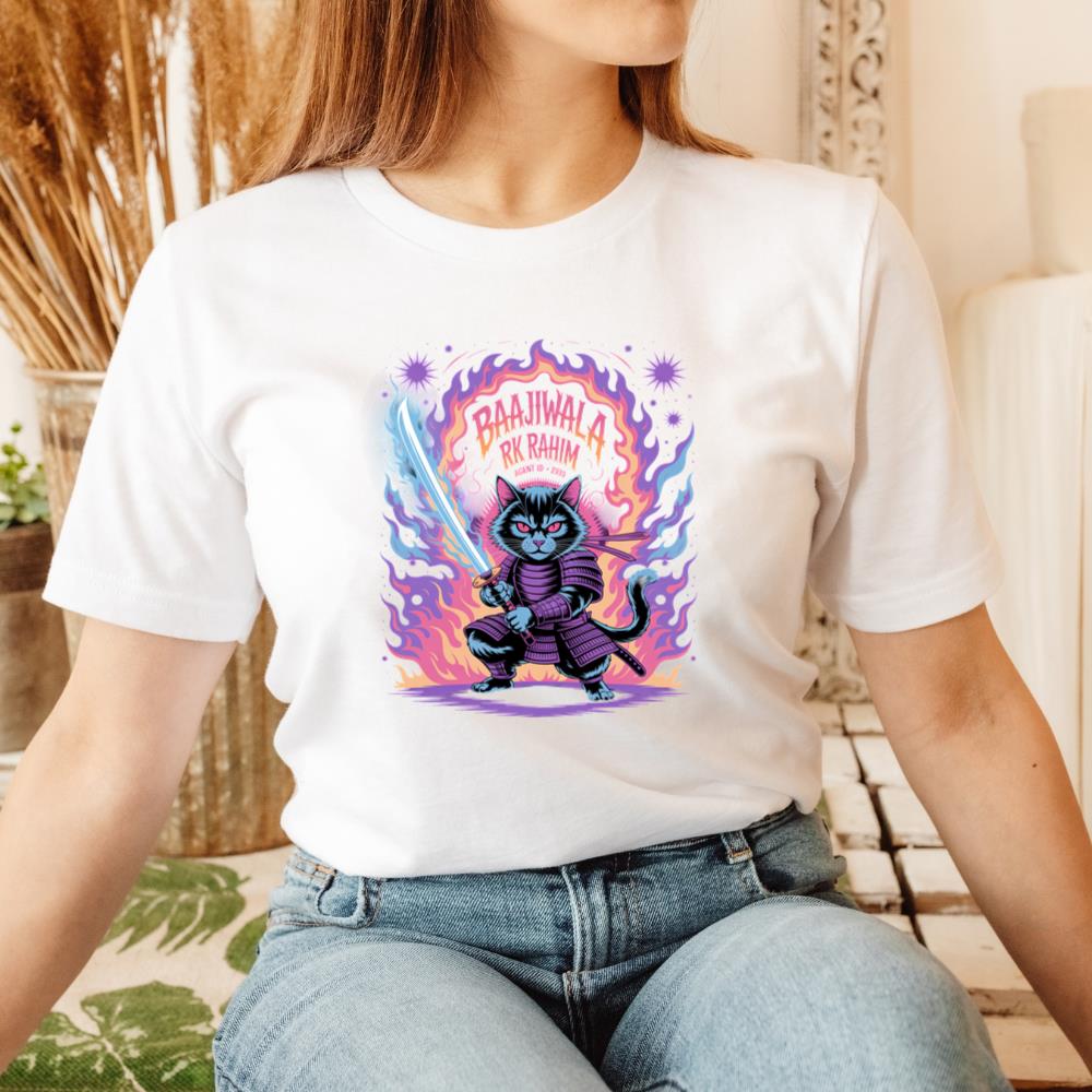 Baajiwala Ninja Cat Warrior Neon Graphic T-Shirt