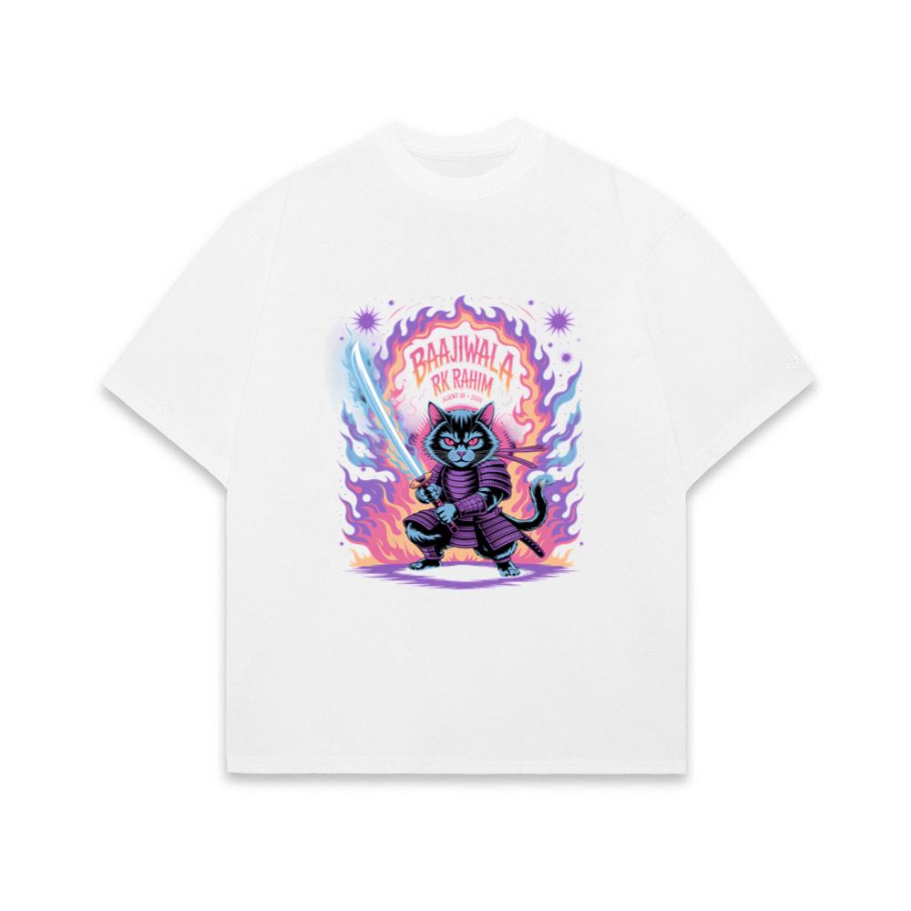 Baajiwala Ninja Cat Warrior Neon Graphic T-Shirt