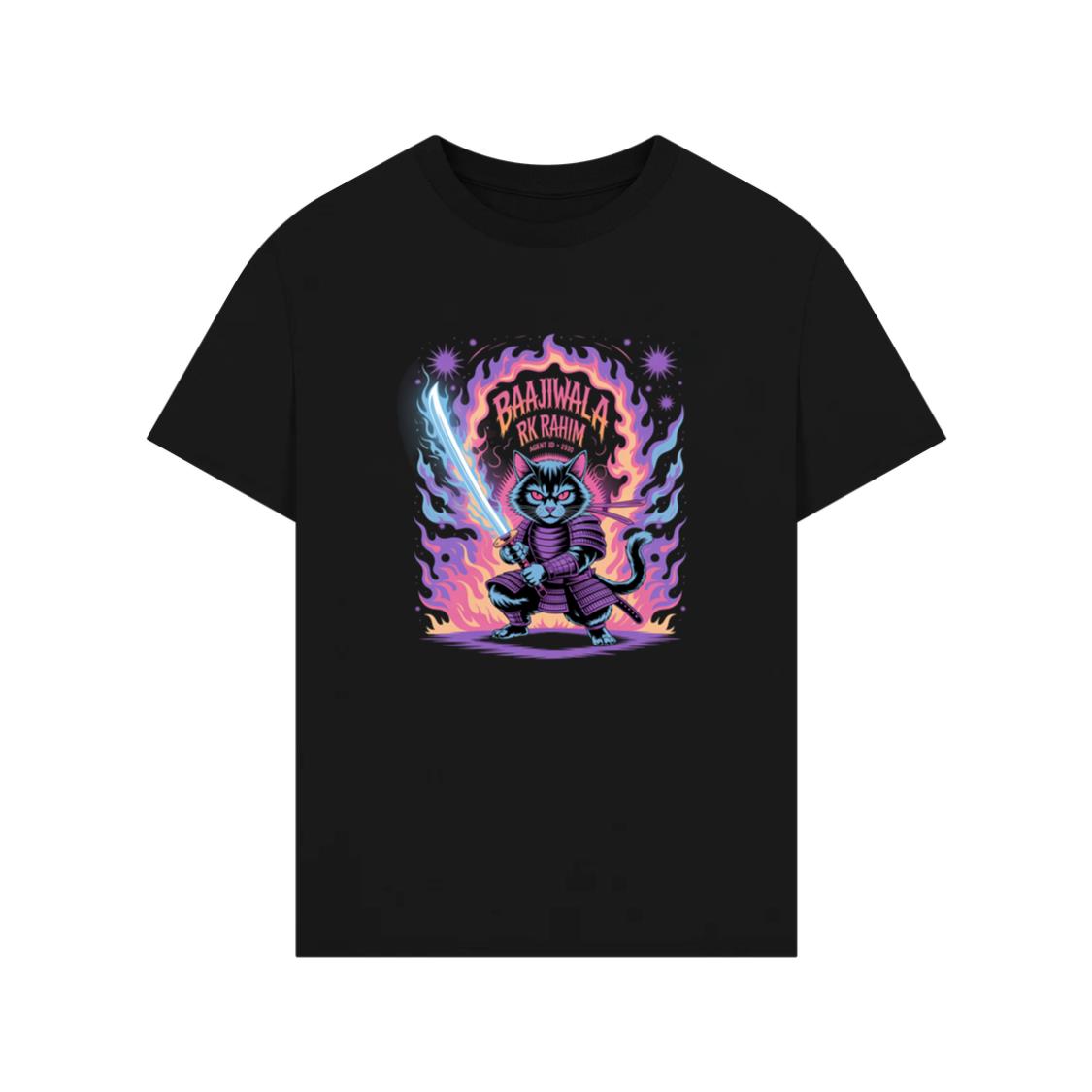 Baajiwala Ninja Cat Warrior Neon Graphic T-Shirt
