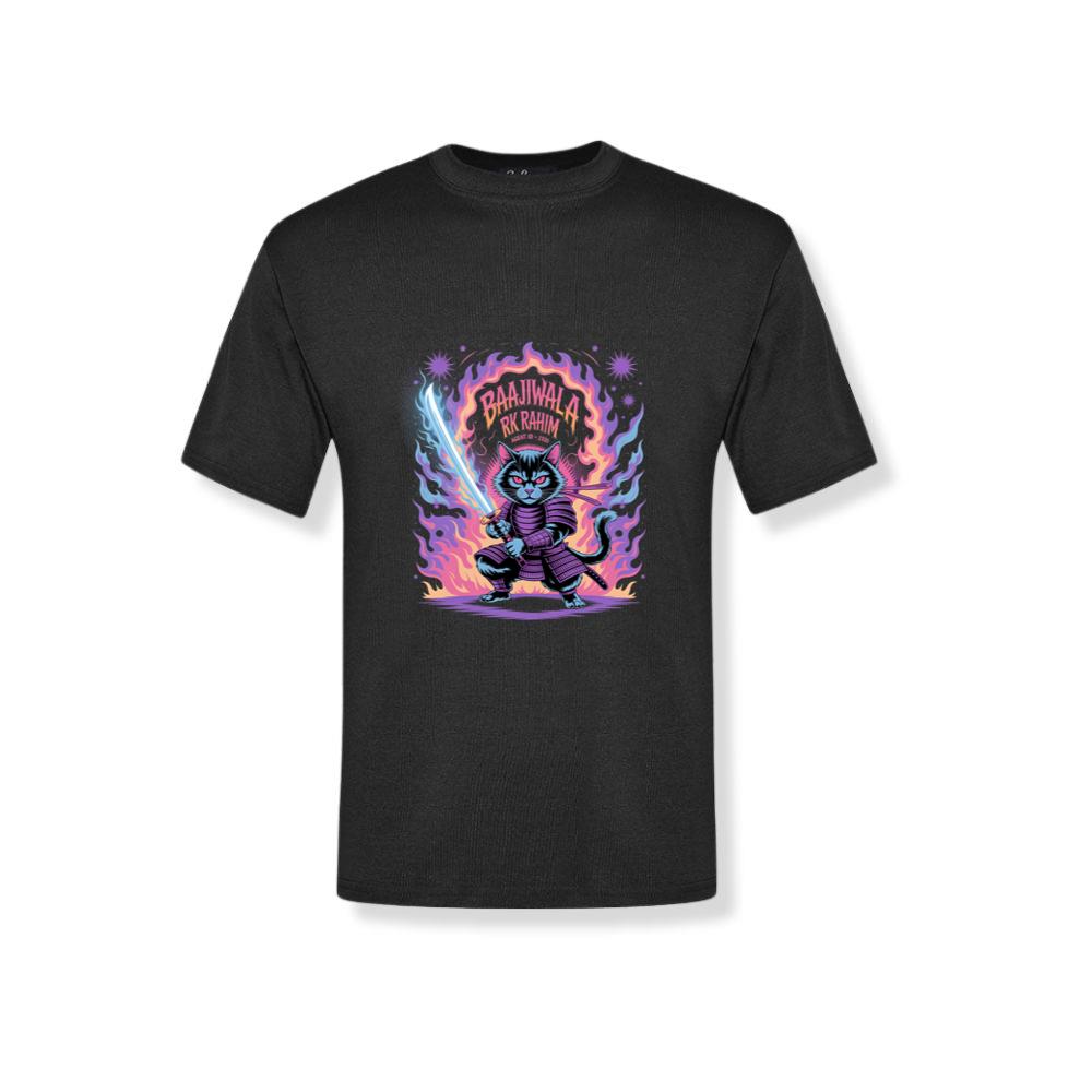 Baajiwala Ninja Cat Warrior Neon Graphic T-Shirt