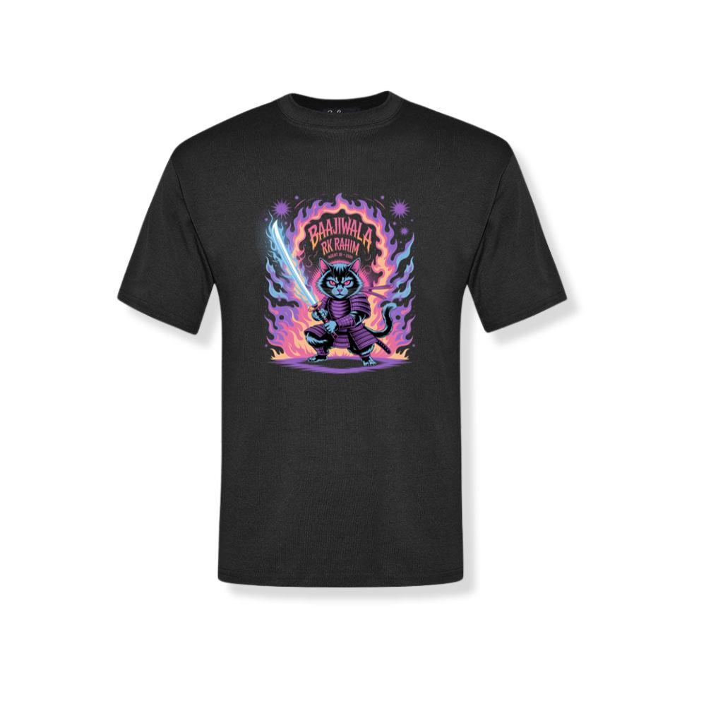 Baajiwala Ninja Cat Warrior Neon Graphic T-Shirt