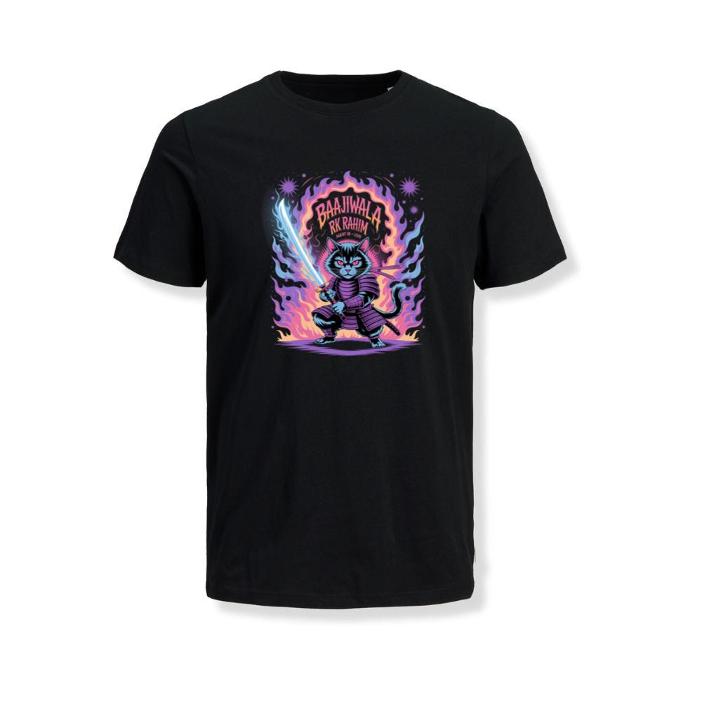 Baajiwala Ninja Cat Warrior Neon Graphic T-Shirt