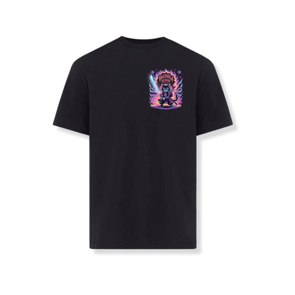Baajiwala Ninja Cat Warrior Neon Graphic T-Shirt