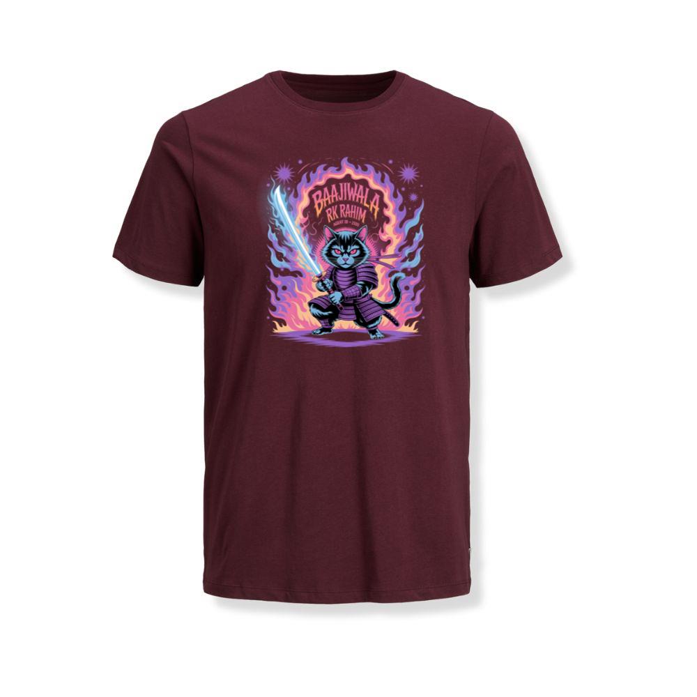 Baajiwala Ninja Cat Warrior Neon Graphic T-Shirt - Image 3