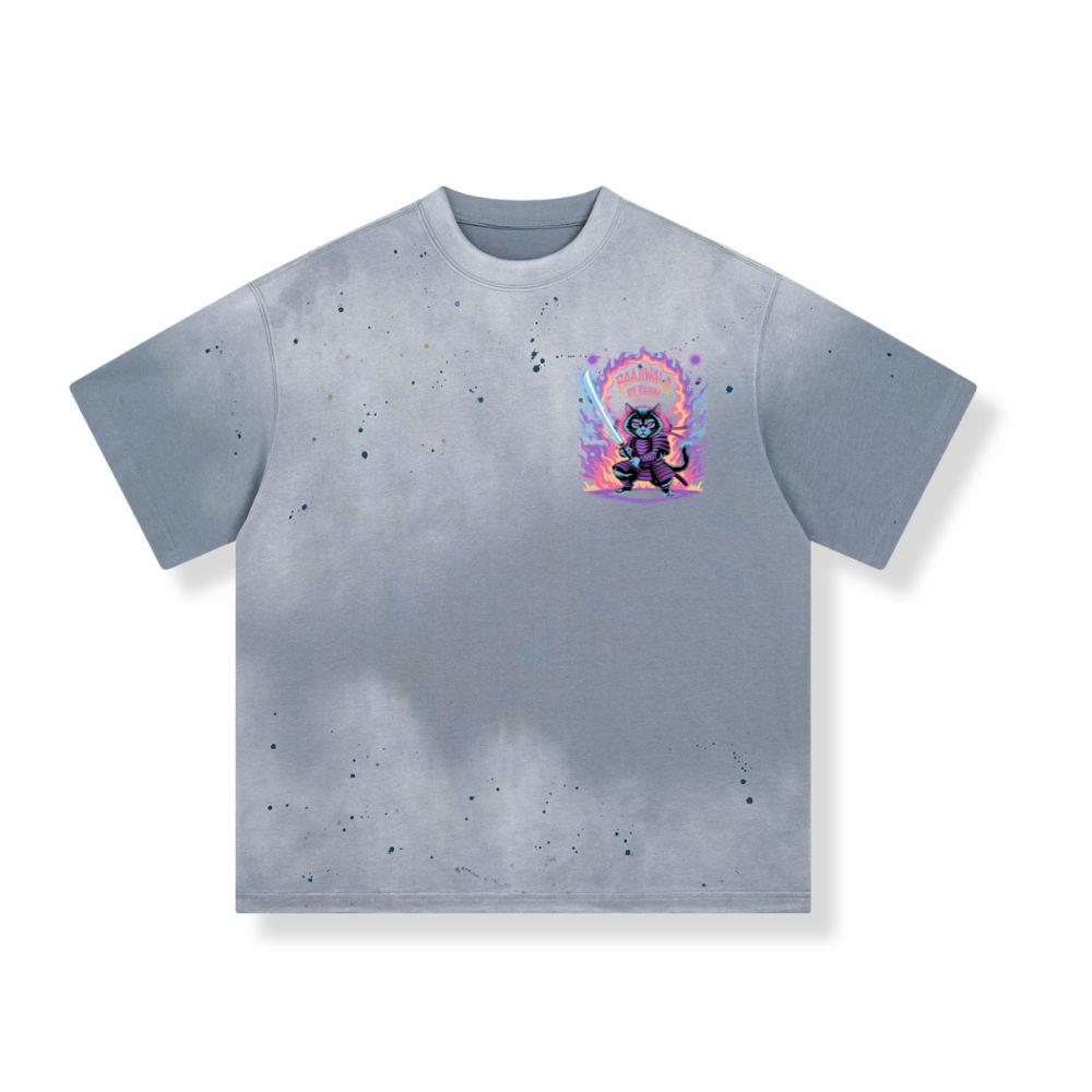 Baajiwala Ninja Cat Warrior Neon Graphic T-Shirt