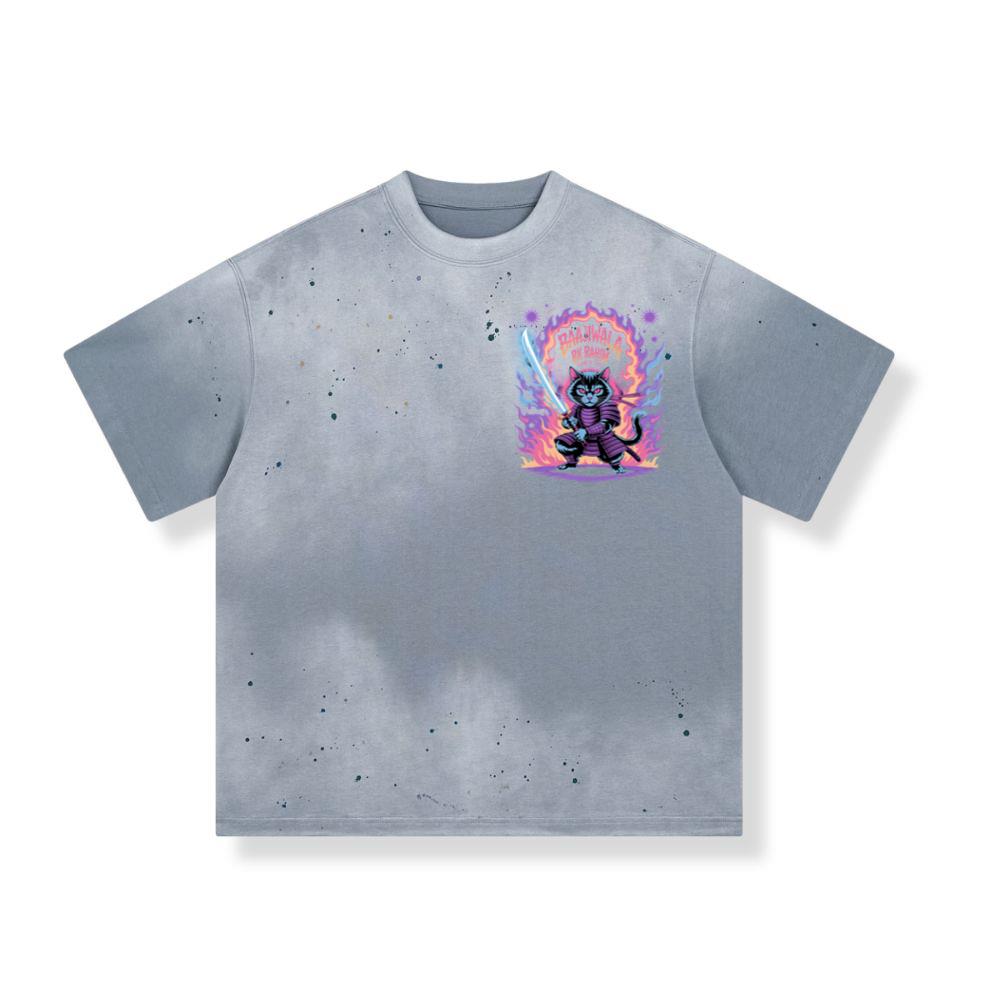 Baajiwala Ninja Cat Warrior Neon Graphic T-Shirt