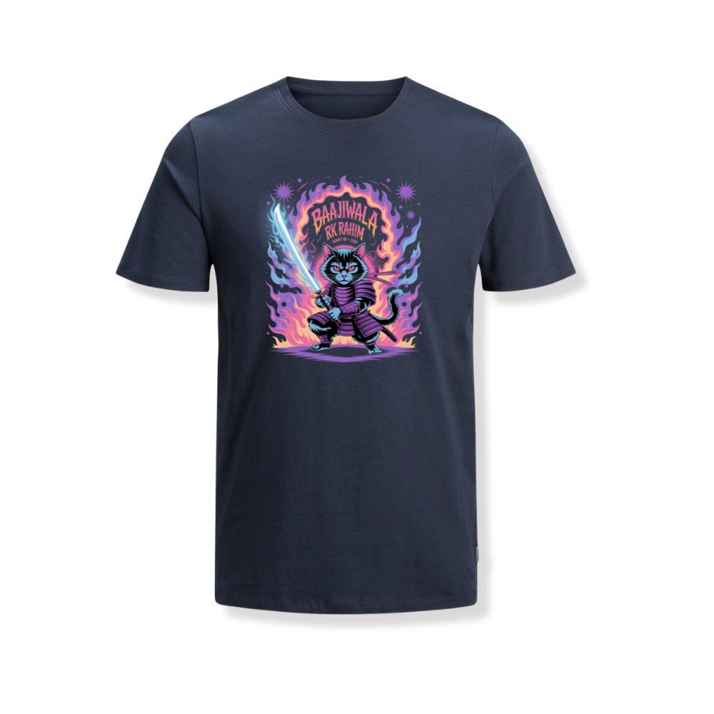 Baajiwala Ninja Cat Warrior Neon Graphic T-Shirt - Image 2
