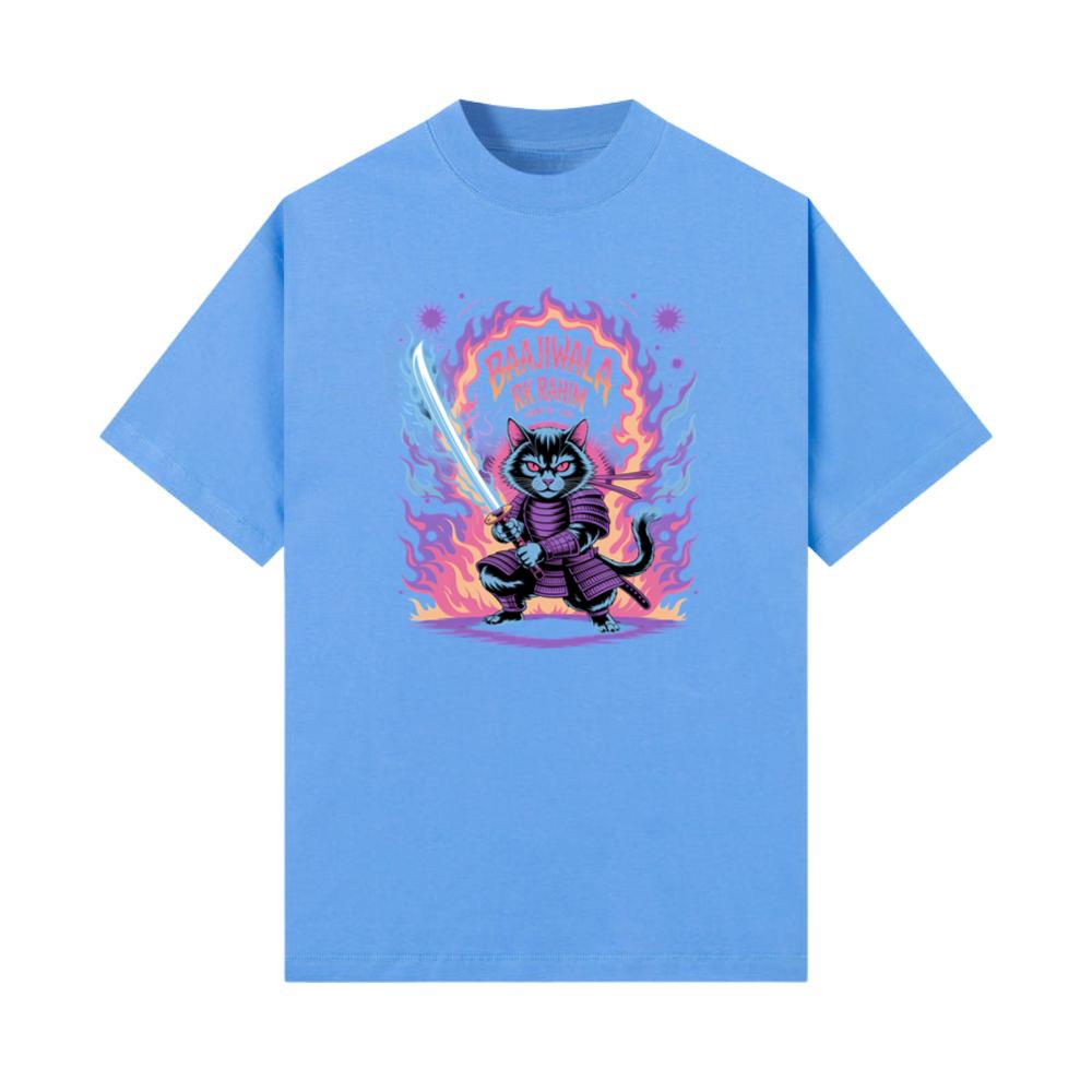 Baajiwala Ninja Cat Warrior Neon Graphic T-Shirts