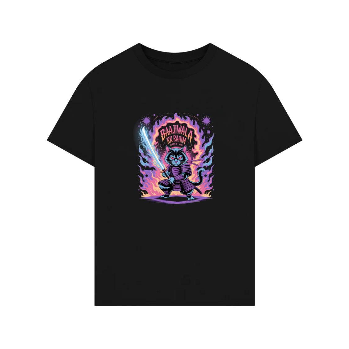 Baajiwala Ninja Cat Warrior Neon Graphic T-Shirts