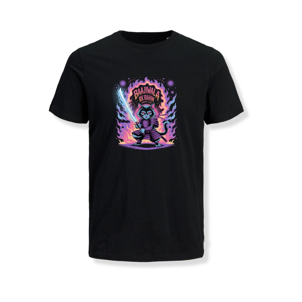 Baajiwala Ninja Cat Warrior Neon Graphic T-Shirts