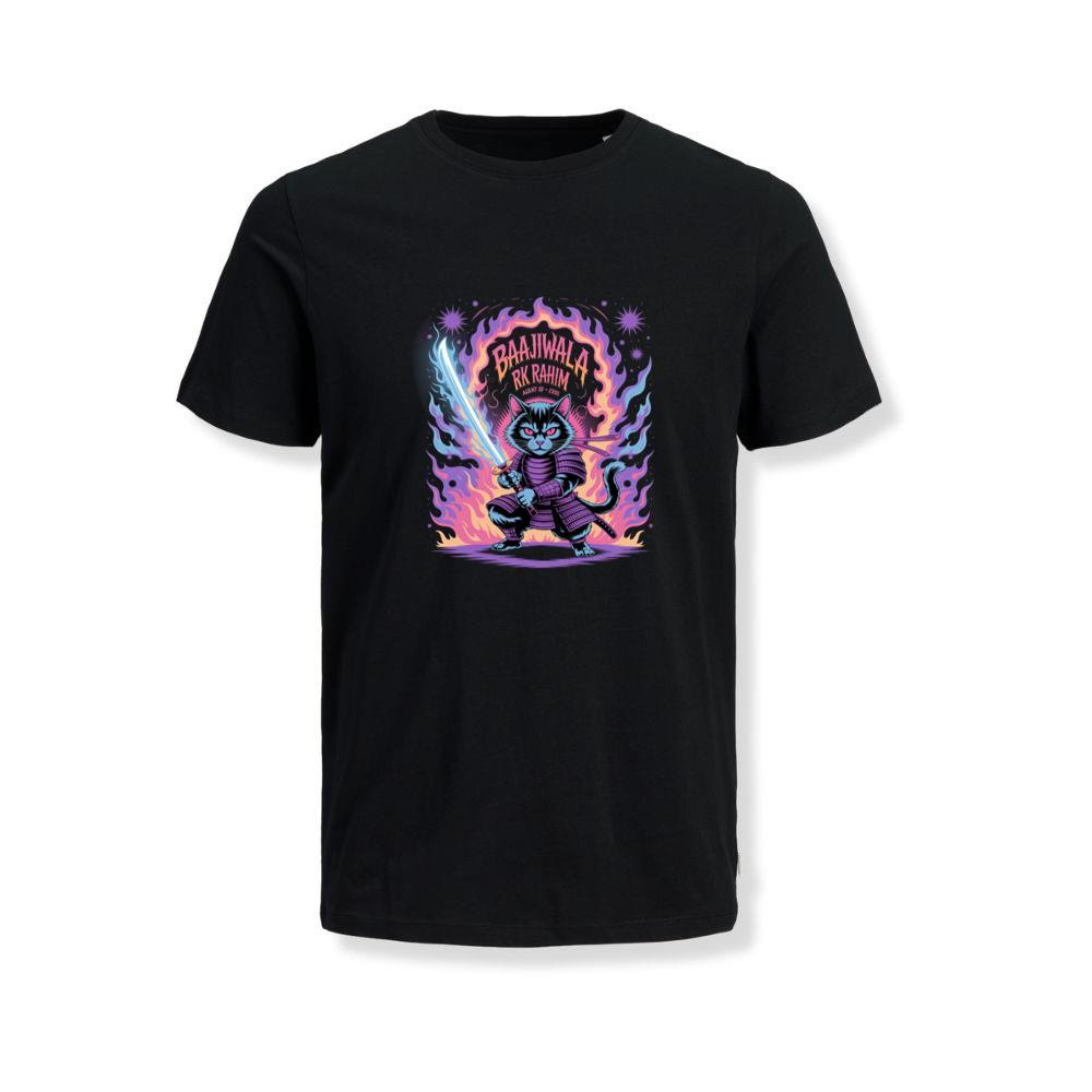Baajiwala Ninja Cat Warrior Neon Graphic T-Shirts