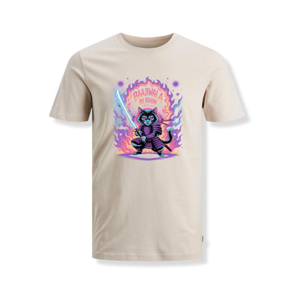 Baajiwala Ninja Cat Warrior Neon Graphic T-Shirts