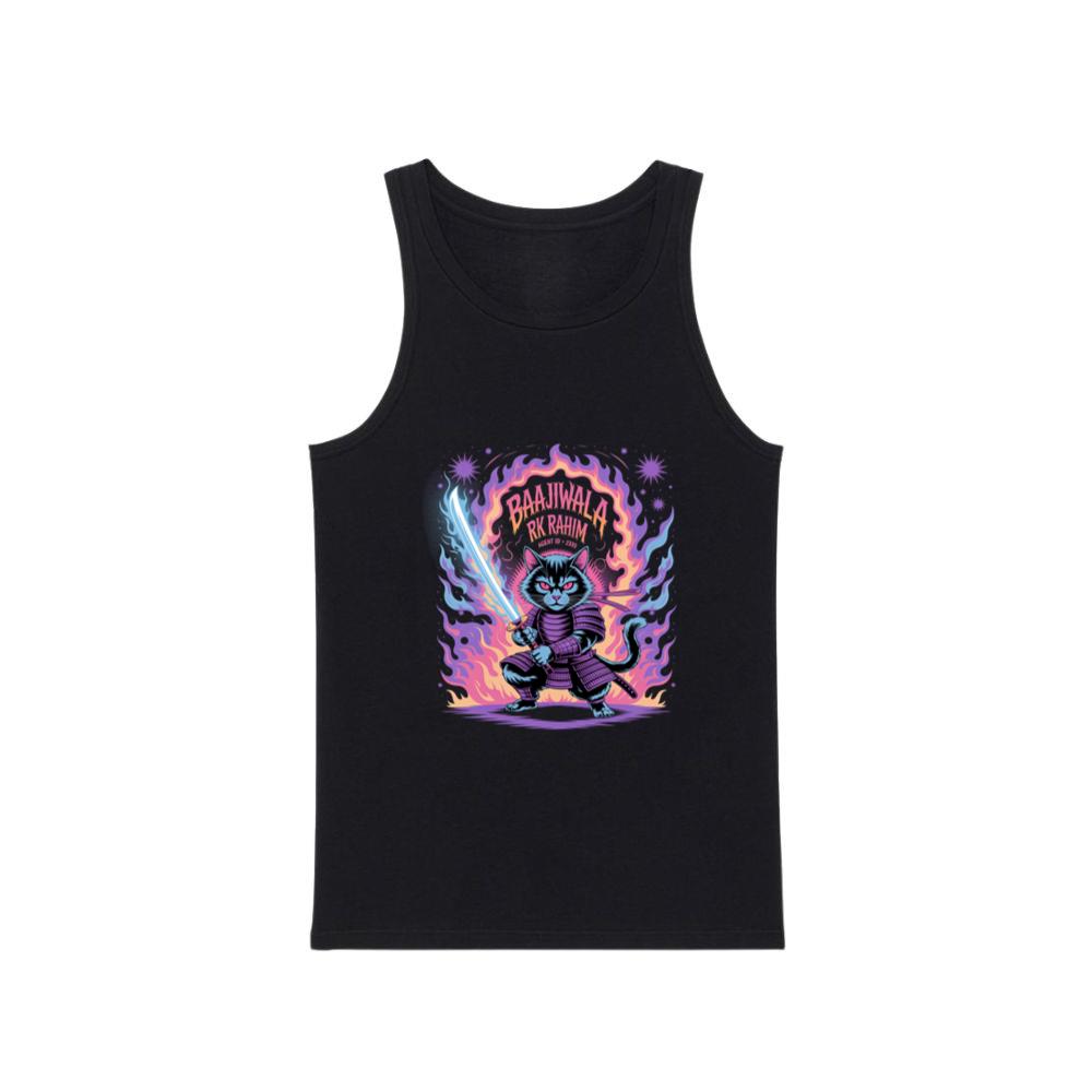 Baajiwala Ninja Cat Warrior Neon Graphic Tank Top