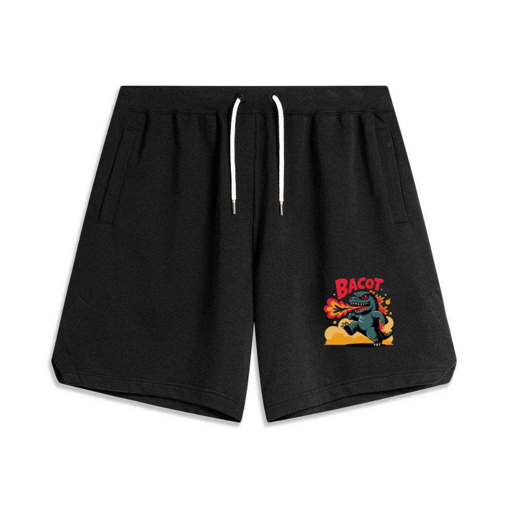 Bacot Fire Dinosaur Cartoon Illustration for Vintage Fun Vibes Men's Basketball Shorts