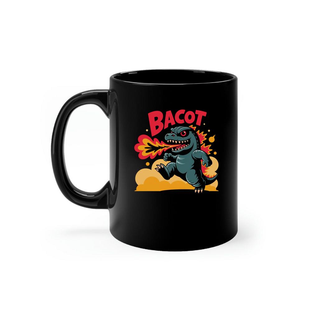 Bacot Fire Dinosaur Cartoon Illustration for Vintage Fun Vibes Mug