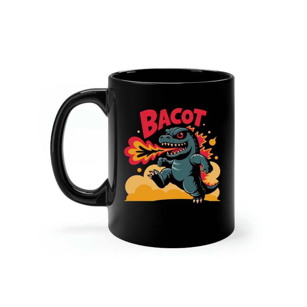 Bacot Fire Dinosaur Cartoon Illustration for Vintage Fun Vibes Mug