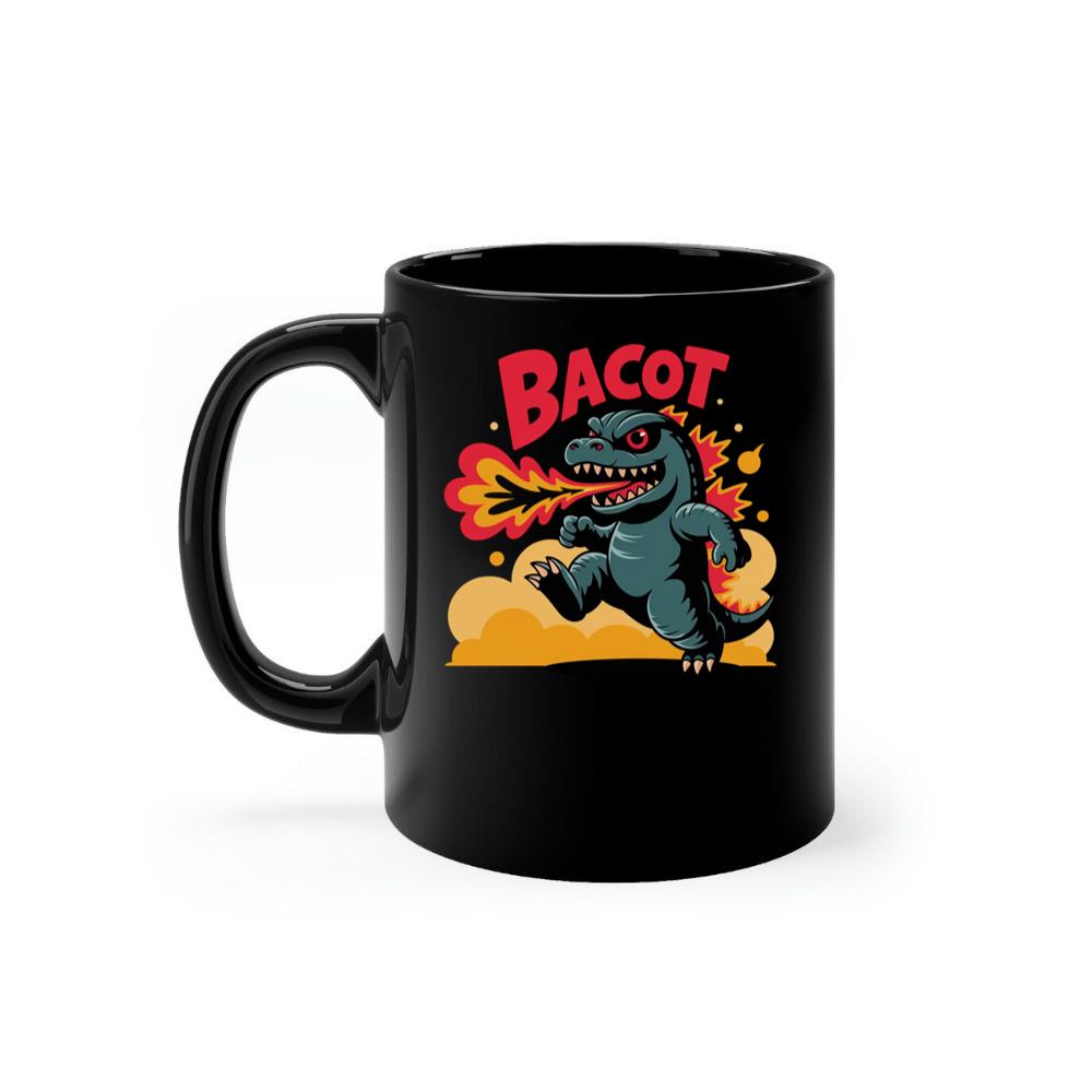 Bacot Fire Dinosaur Cartoon Illustration for Vintage Fun Vibes Mug