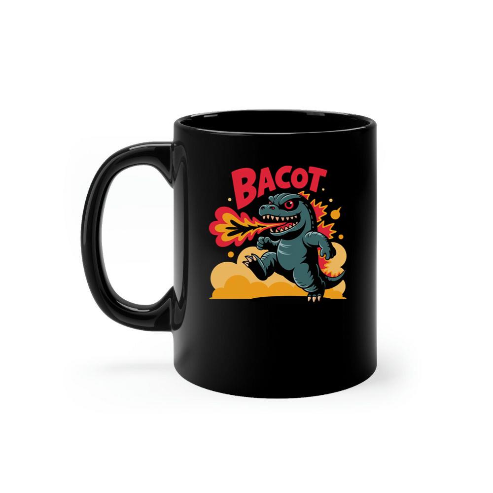 Bacot Fire Dinosaur Cartoon Illustration for Vintage Fun Vibes Mug