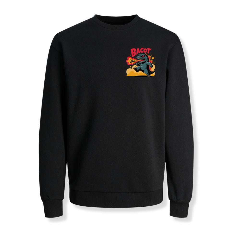 Bacot Fire Dinosaur Cartoon Illustration for Vintage Fun Vibes Sweatshirts