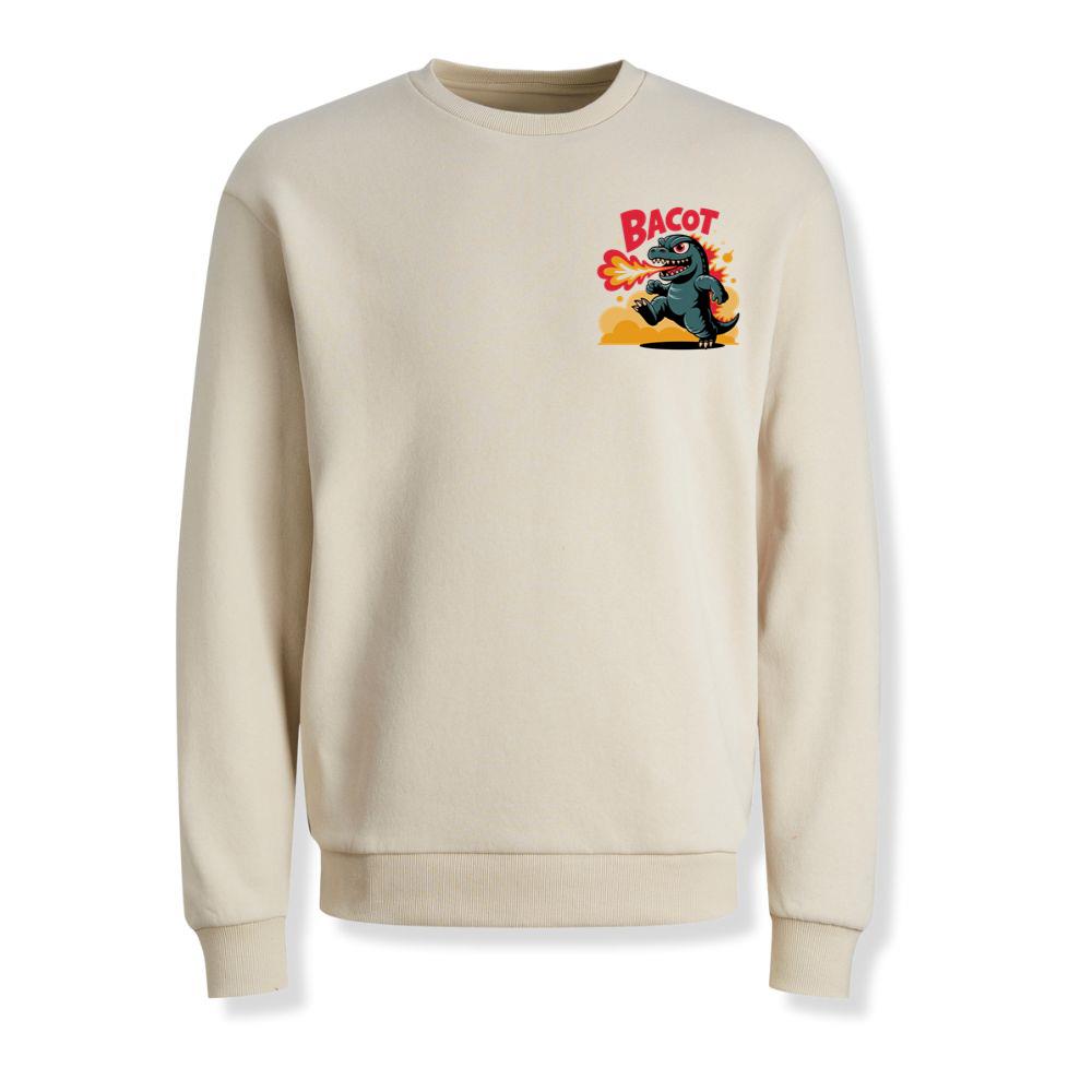 Bacot Fire Dinosaur Cartoon Illustration for Vintage Fun Vibes Sweatshirts - Image 3