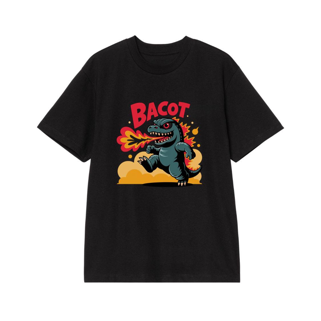 Bacot Fire Dinosaur Cartoon Illustration for Vintage Fun Vibes T-Shirt