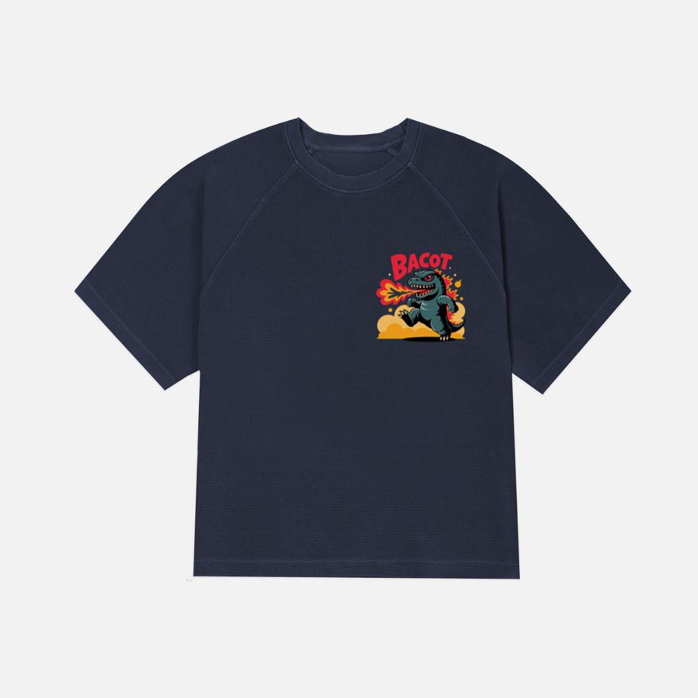 Bacot Fire Dinosaur Cartoon Illustration for Vintage Fun Vibes T-Shirt