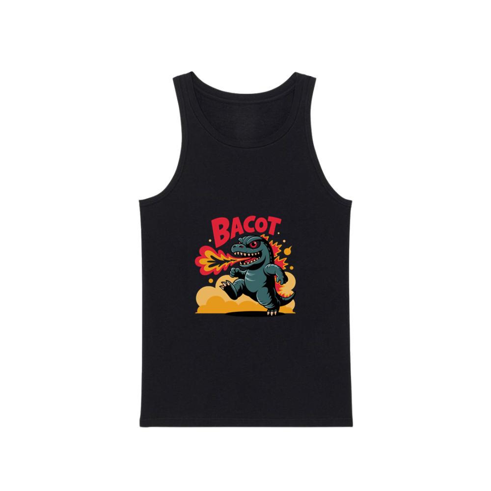 Bacot Fire Dinosaur Cartoon Illustration for Vintage Fun Vibes TankTop Men