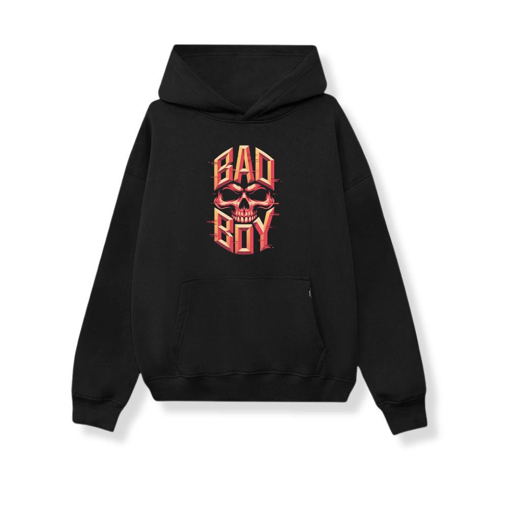 Bad Boy Skull Red Flames Gothic Style Hoodie