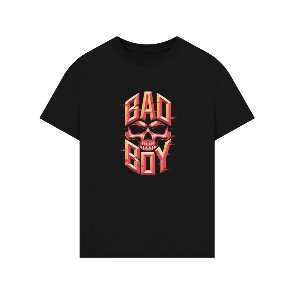 Bad Boy Skull Red Flames Gothic Style T-Shirt