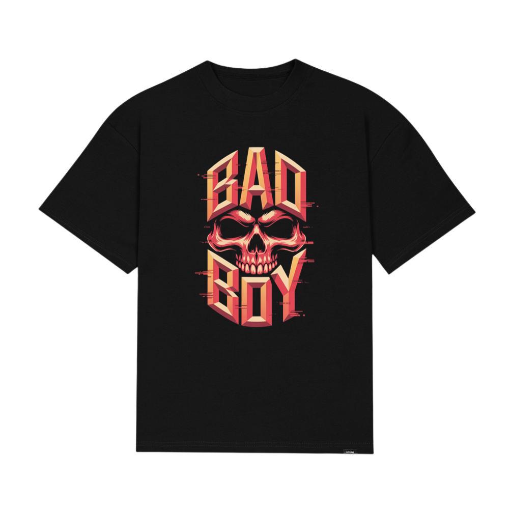 Bad Boy Skull Red Flames Gothic Style T-Shirt