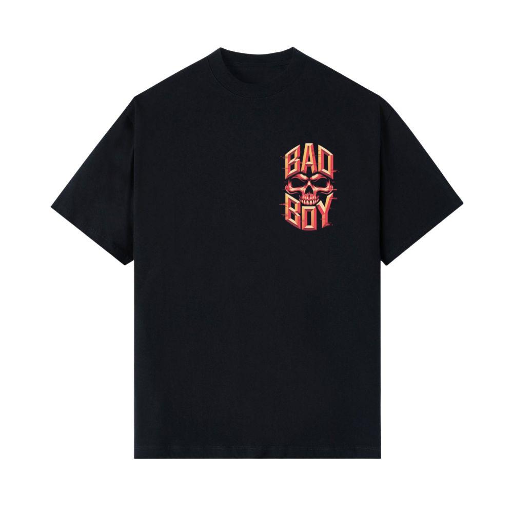 Bad Boy Skull Red Flames Gothic Style T-Shirts