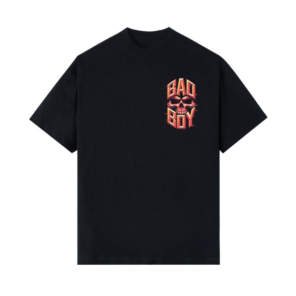 Bad Boy Skull Red Flames Gothic Style T-Shirts