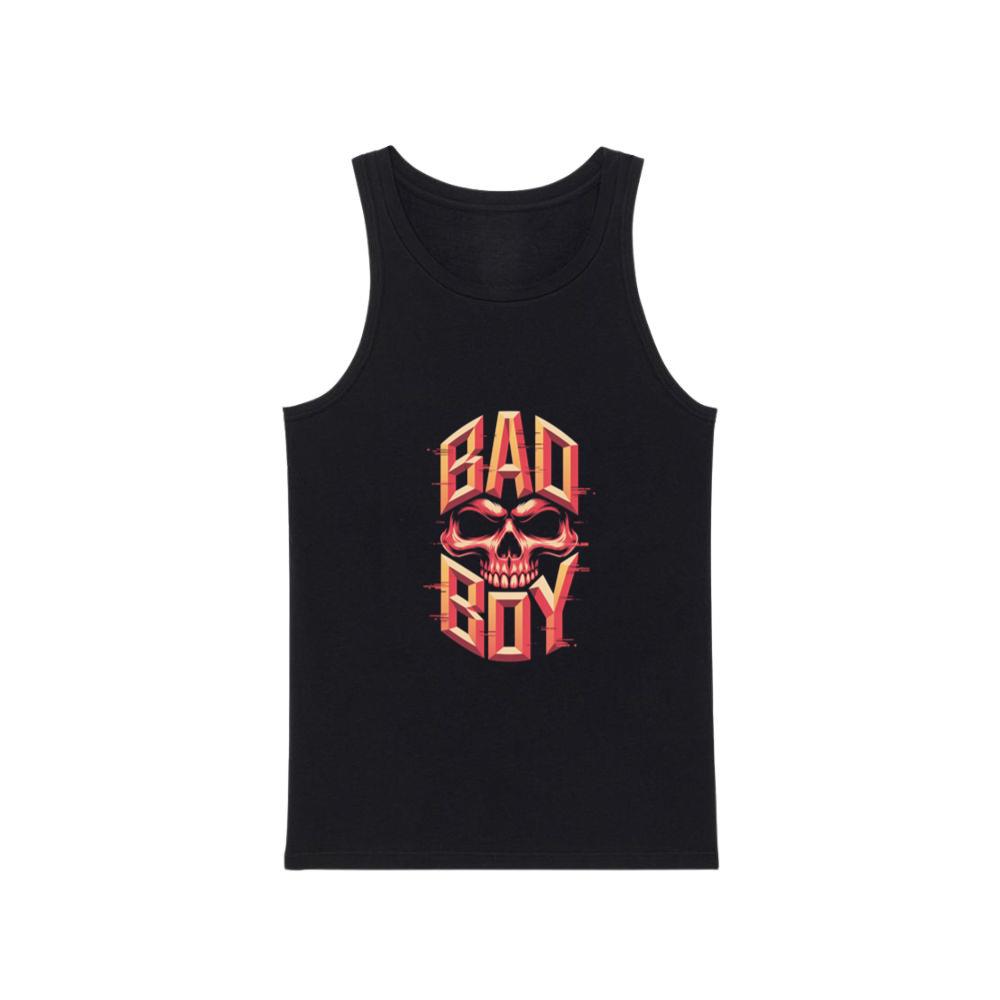 Bad Boy Skull Red Flames Gothic Style Tank Top