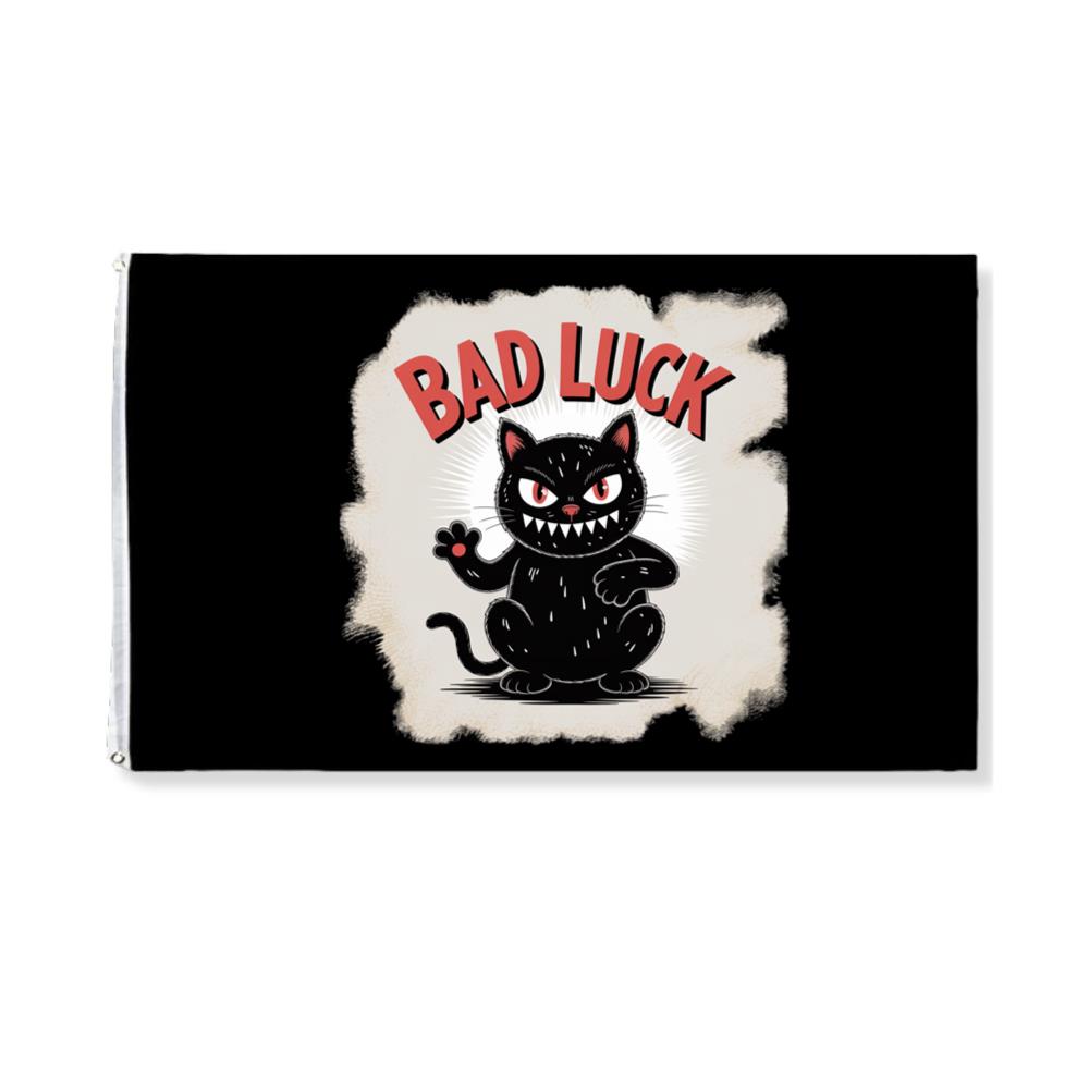 Bad Luck Black Cat Retro Cartoon Design Flag